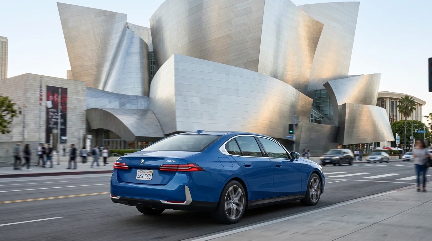2026 BMW 530i xDrive — Rear three-quarter